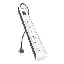 Belkin SurgeMaster 6-Outlet Surge Protection Strip - White/Grey BSV603au2M