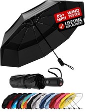 Windproof Travel Umbrella - Compact Withstands Winds up to 85MPH, Strongest P