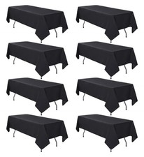 8 Pack Black Tablecloth 60 x 102 Inch Polyester Table Cloth for 6 Foot Rectan...