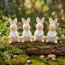 Mini Rabbit Statue Cartoon Desktop Rabbit Ornament  Table Centerpiece