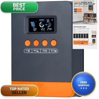 PowMr MPPT Charge Controller 35A 12V/24V Auto Max PV Input 80V for Lead-Acid
