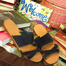 J.Crew Women  s Navy Strappy Slide Sandals Leather Upper Slip-On Size 8 M