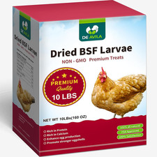 10LB Dried Black Soldier Fly Larvae for Chickens, Non GMO 86X More Calcium BSF L
