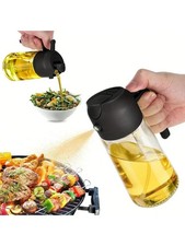 1pc 2-in-1 Oil Sprayer Bottle – Olive Oil Mister and Kitchen Dispenser, 470ml-UK
