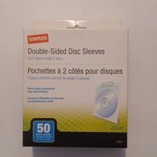Staples Double Sided Disc Sleeves CD DVD Storage Spine Labels - Pack of 50 - New