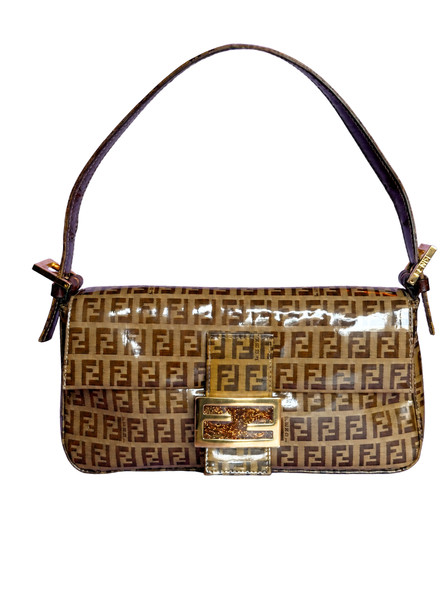echt FENDI Baguette Zucchino PVC Glitzer Schnalle Schultertasche Vintage Y2K