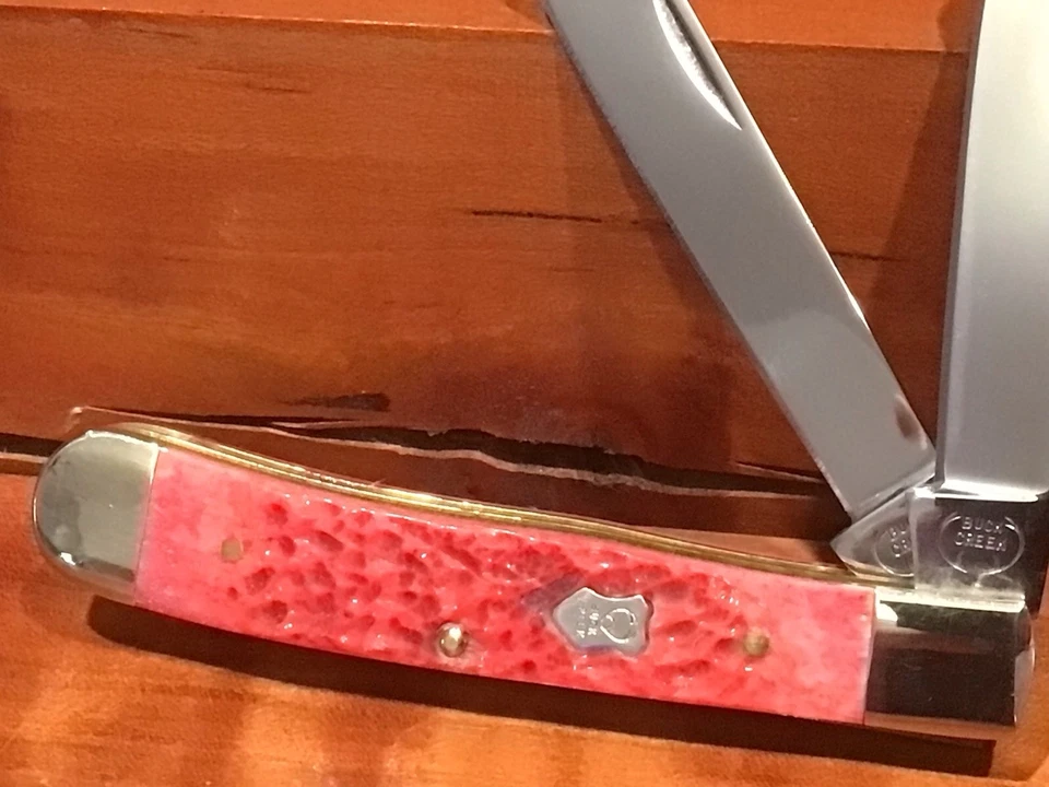 Cuchillo Buck Creek SOLINGEN ALEMANIA Cuchillo Trampero Hueso Rojo Gigged Foto 3 de 4