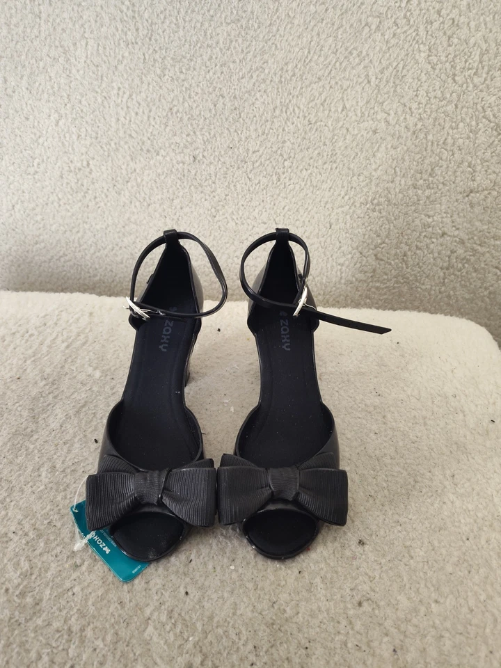 Zaxy Women Diva Top II Heels 6 Black Peep Toe Buckle Ankle Block Heeled Shoes - Image 2 of 4