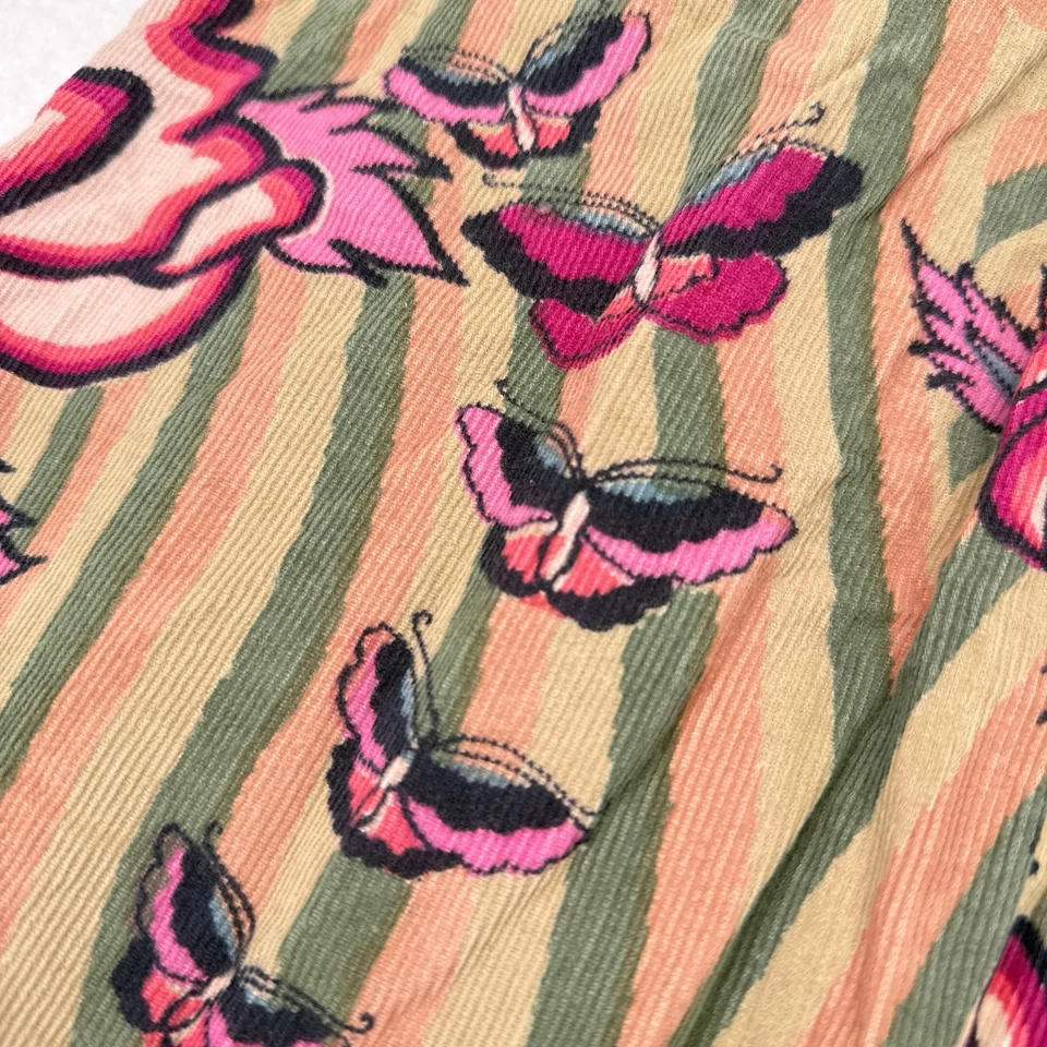 Falda Midi Anthropologie Elevenses Y2K Talla 2 Rosa Tostado Floral Mariposa Rayas Foto 3 de 4