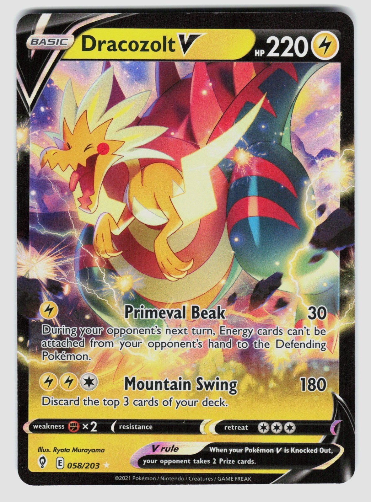 Pokemon Dracozolt V Ultra Rare SWSH07: Evolving Skies 058/203 NM