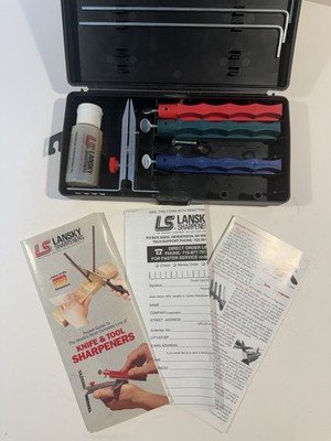 Lansky Deluxe 5-Stone Knife Sharpening Kit Case Incomplete 3 Hones