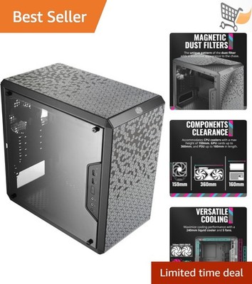 Micro-ATX Tower Case Alloy Steel Acrylic Panel Airflow Dust Filter Gaming