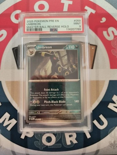 2025 Pokemon Prismatic Umbreon Reverse Holo Master Ball Poke #059/131 PSA 9