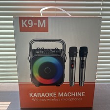K9-M Karaoke Machine 15W Portable Bluetooth Speaker Wireless Microphones LED