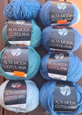 Lana Grossa Alta Moda Cotolana Fb 11 +13+15 Blautöne 350 gr Ganzjahresgarn +Rest