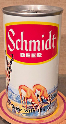 1970 BTTM OPEN SCHMIDT PULL TAB BEER CAN ASSOCIATED 3 CITY WELDED SEAM ANTELOPE