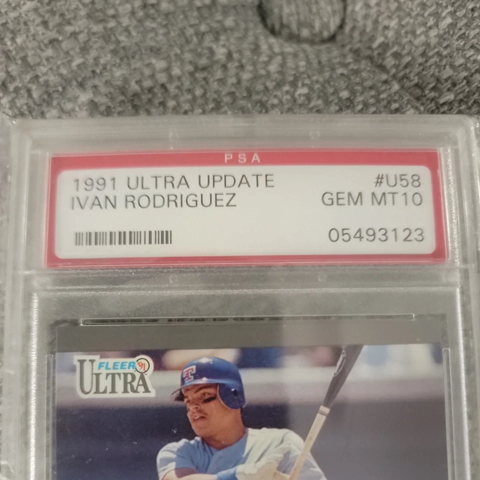 1991 Fleer Ultra Update Ivan Rodriguez Rookie Card #U-58 PSA 10 - Image 2 of 3