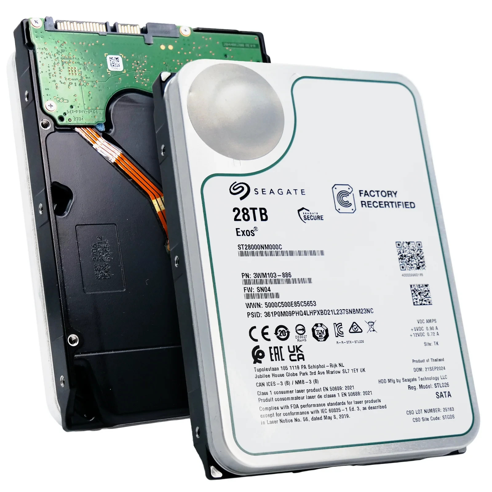 Seagate Exos ST28000NM000C 28TB 7.2K RPM SATA 6Gb/s 512e CMR 3.5in Recertified