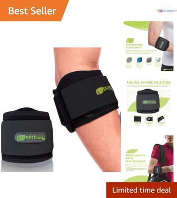Elbow Brace Support Strap Black Dual Layer Pain Relief Tennis Tendonitis