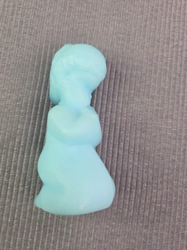 Vintage Blue Satin Fenton Girl Child Praying Art Glass Figurine