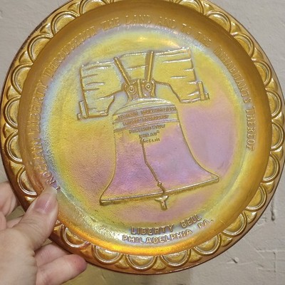 Bicentennial Carnival Glass Proclaim Liberty Bell 8'' Collector Plate