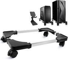 Computer Tower Stand, PC Stand, Adjustable Mobile CPU Stand with Rolling Wheels,