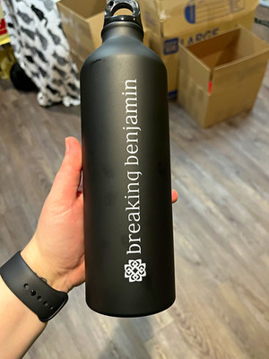 Breaking Benjamin Black Metal Water Bottle 32 fl oz Reusable Screw-on Lid