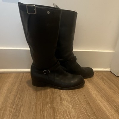 Ralph Lauren Black  Label Women s Black Leather Knee High Buckle Boots 9.5