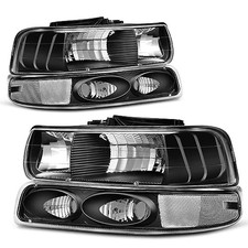 Headlight Assembly Compatible with 1999-2002 Chevy OE - Black/Clear/Clear