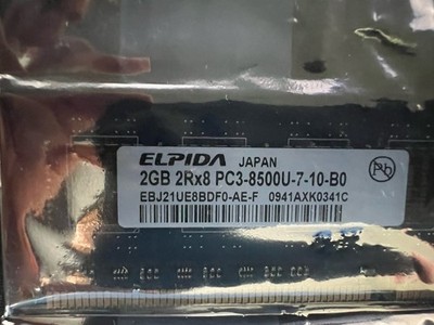 ELPIDA 2GB DDR3 Non ECC PC3-10600 1333Mhz 2Rx8 Memory