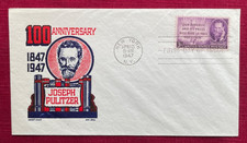 JOHN'S DEALS  - US - 1947 FDC SC#946 JOSEPH PULITZER - CACHET CRAFT/KEN BOLL