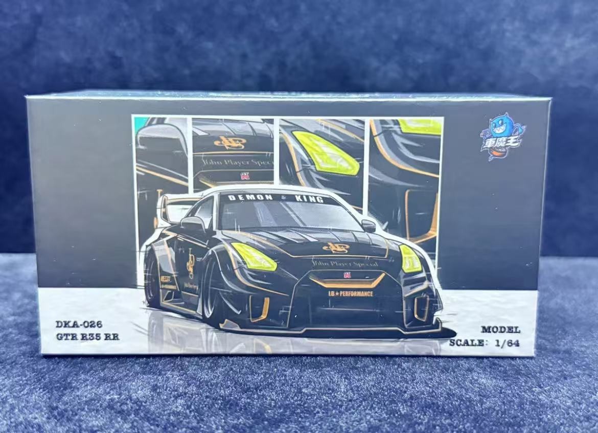 DEMON KING AUTO 1/64 Nissan GT-R 35 RR Black Gold JPS Livery LBWK