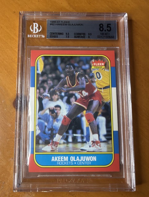 Hakeem Akeem Olajuwon 1986-87 Fleer RC BGS 8.5 NM-MT+ ROOKIE 2x 9.5 Sub Grades