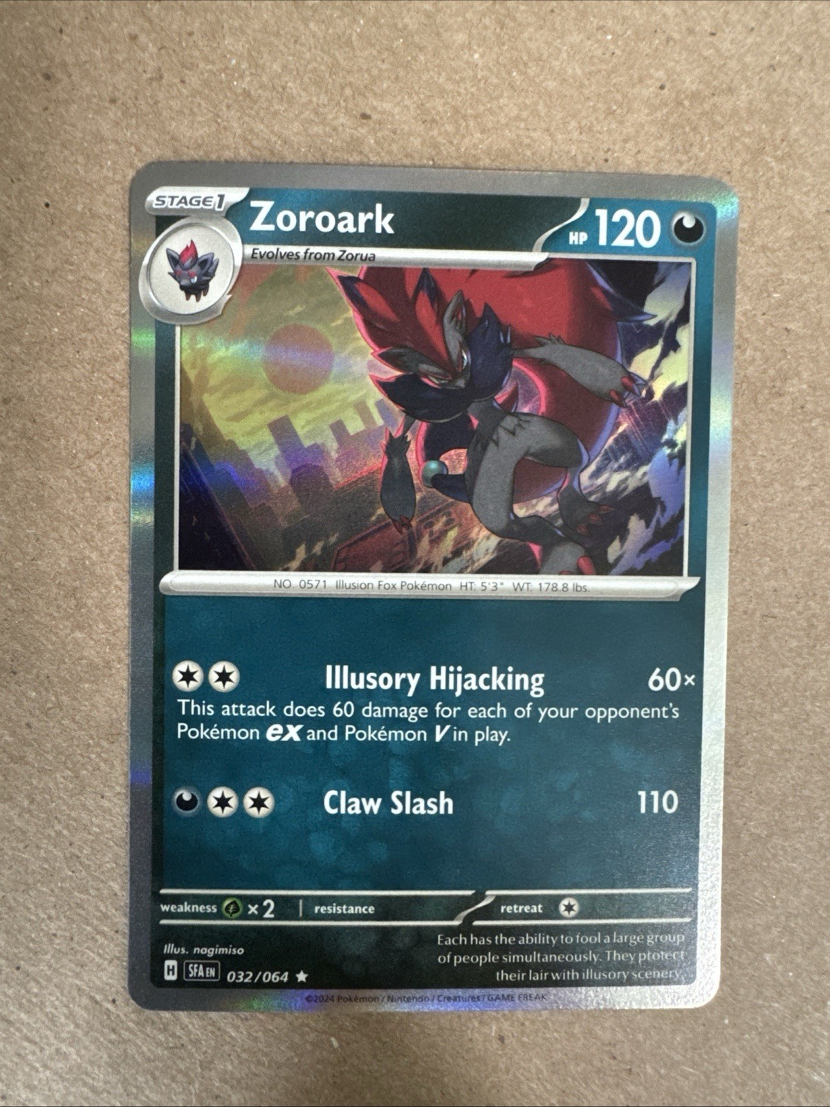 ZOROARK 2024 Pokemon Scarlet and Violet Shrouded Fable #032/064 HOLO RARE