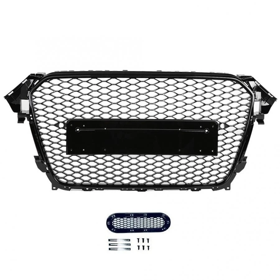CALANDRE NOIR BRILLANT NID D'ABEILLE LOOK RS4 POUR AUDI A4 B8 PHASE 2 DE 11/2011 - Photo 1/1