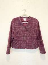 Pendleton Blazer Jacket Purple Fuchsia Plaid Wool Mohair size 8 Preppy Colorful