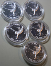 Lot Tonga Kingdom 5x1 Paanga 1991 Silver KM#140 Proof F7318 Olympic 157 grams 101.50 per troy oz