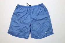 Vtg 90s Nike Mens Large Travis Scott Mini Swoosh Lined Above Knee Shorts Blue