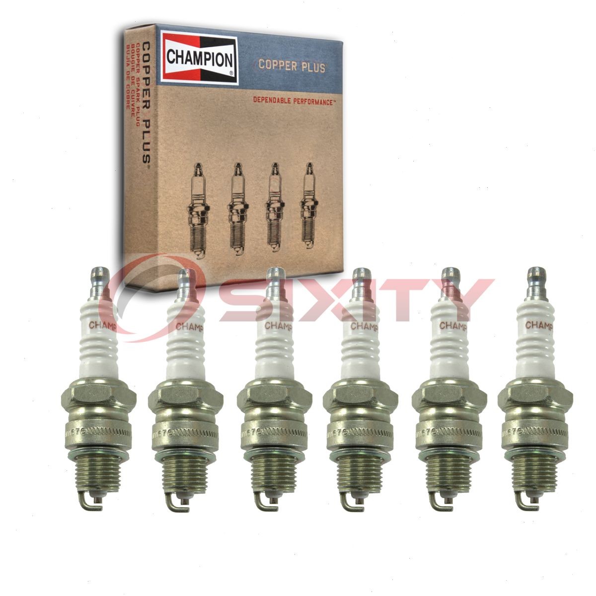 6 pc Champion Copper Plus Spark Plugs for 1963-1965 Jeep J-210 3.8L L6 pl