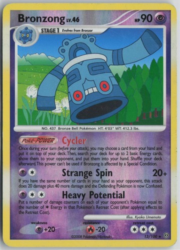 Bronzong 13/100 Rare Stormfront Pokemon Reverse Holo Moderately Played