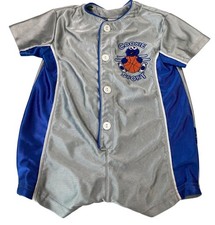 Sesame Street Cookie Monster Baby Romper 12 mos Grey Basketball Sporty Retro Y2K
