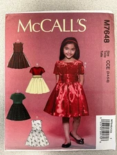 UNCUT McCall's M7648 Girls Formal Evening Dresses (3-14) Sewing Pattern