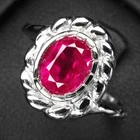 Pigeon Blood Red Ruby 1.60Ct 925 Sterling Silver White Gold Bezel Rings Size 7.5