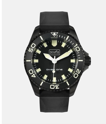 Scurfa Diver One D1-500 Quartz 500m Black PVD Diver Watch Rubber Strap