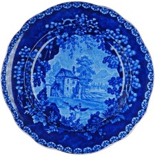 c1830 Adams Dark Blue Staffordshire plate Villa/Cottage possibly historical