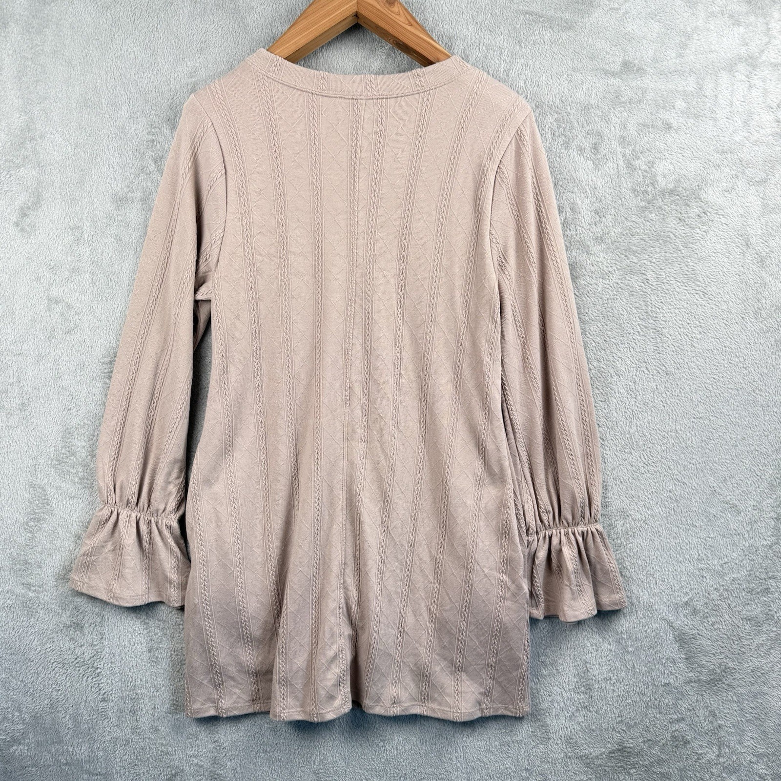 New In Sweater Dress Womens M Beige Knit L/S Poet Sleeves Lined Romantic NWT