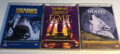 IMAX DVDs x3 - Search For The Great Sharks, Egypt, Wolves - DVD 2002