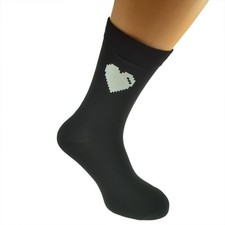 Pixelated Heart Valentines Black Mens UK Size 5-12 Socks - X6N315