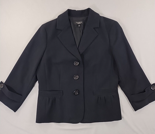 Talbots Stretch Blazer Jacket Womens 14 Ruffled in Back