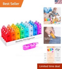 30-Day Medication Organizer - Lightweight, Easy Open Brightly Colored Case